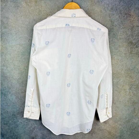 VTG 70s True Vintage Van Heusen Button Up Shirt Sz M Retro Lion Print - Picture 6 of 7